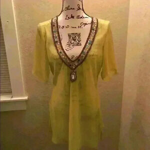 NWOT Embellished Yellow Santoori Shirt Size L